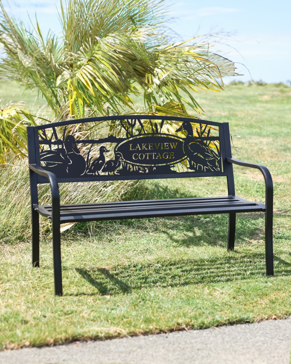 "Delightful Ducks" Personalised Black Park Bench