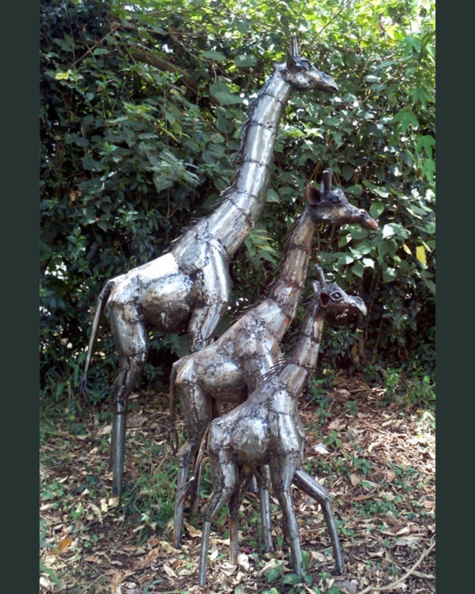 Scrap Metal Recycled Oil Drum African Giraffes