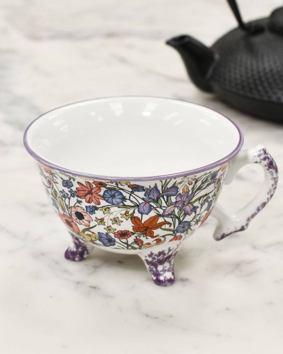 'The Aurelia' Purple Floral Ceramic Tea Cup