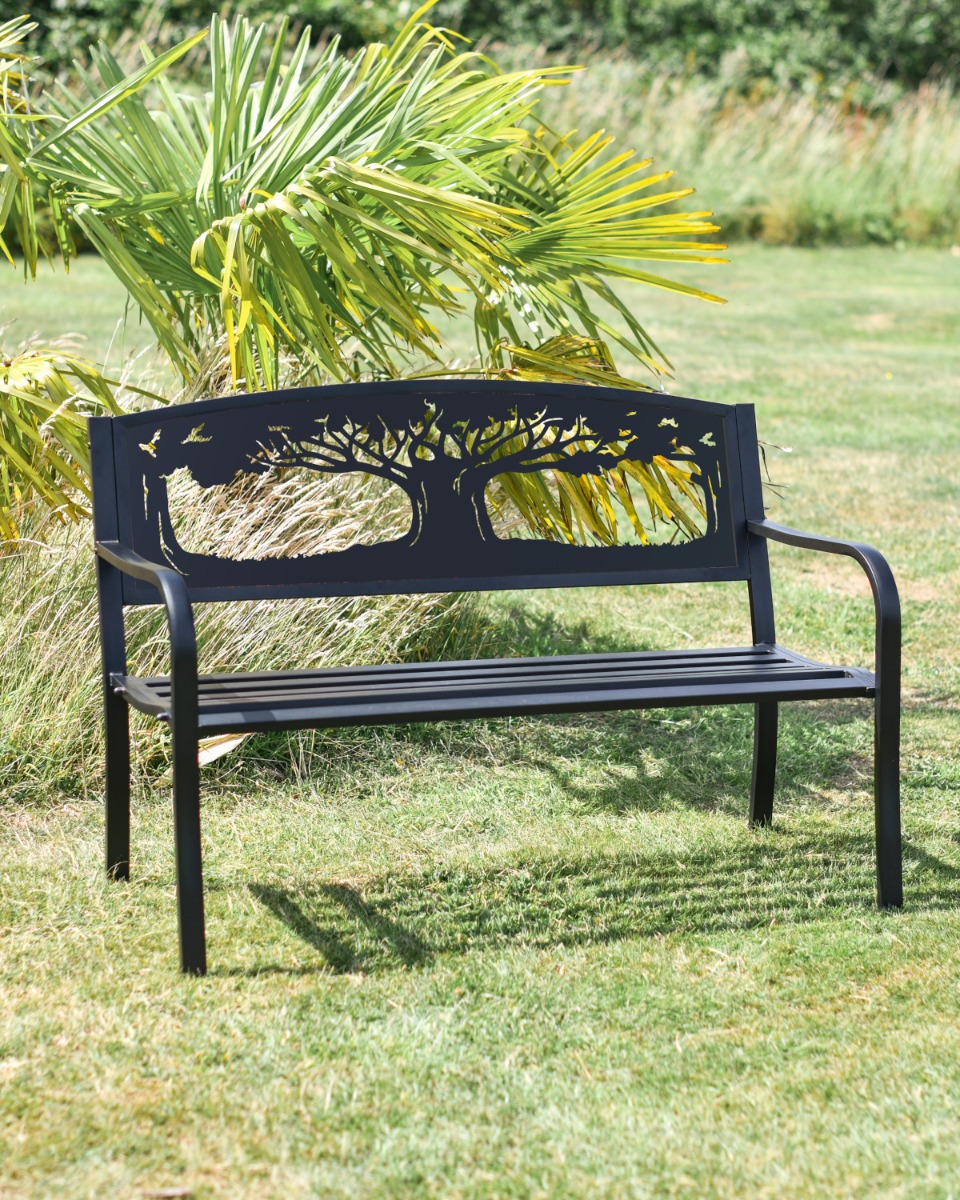 "The Tree of Life" Black Two Seater Park Bench