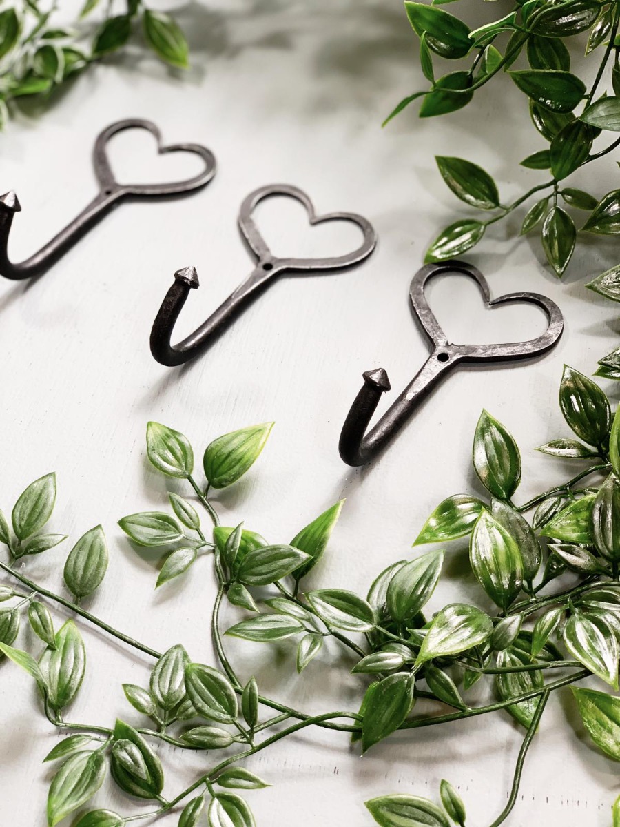 Handmade Iron "Love Heart" Coat Hook - Set of 3