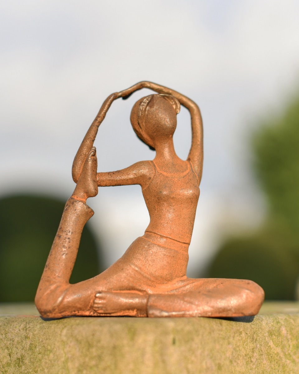 Rustic Cast Iron Back Bend Yoga Pose Sculpture