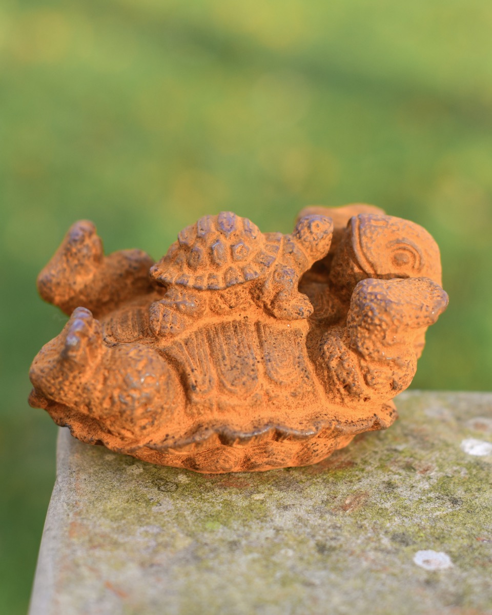Rustic Cast Iron Tortoise With Hatchling