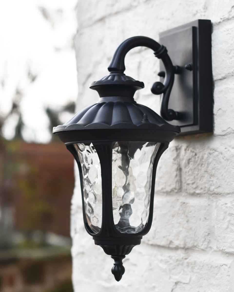 Black Ornate Traditional Victorian Top Fix Wall Lantern- 37cm