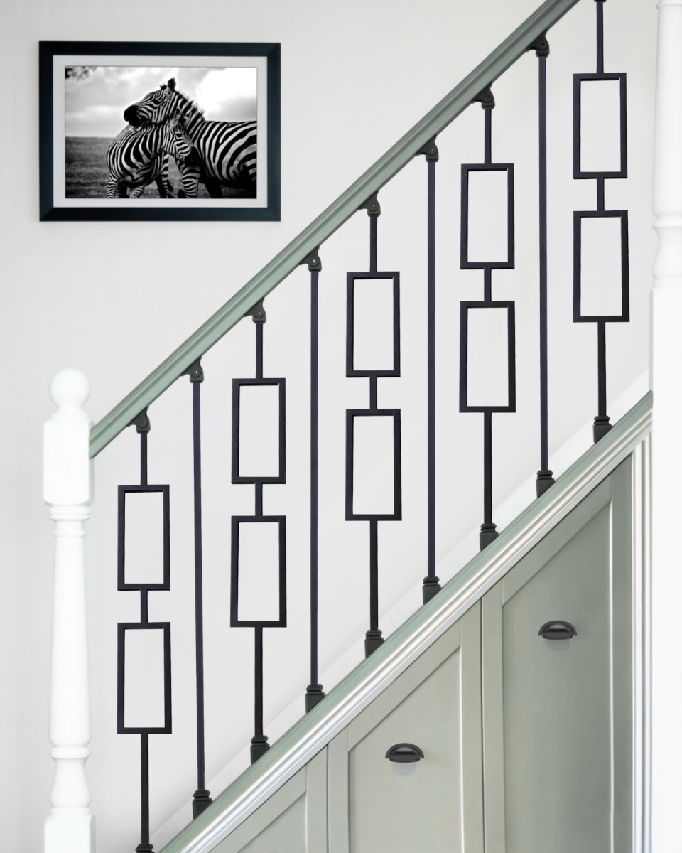 Set of 2 'Needham' & 'Nouveau' Steel Stair Spindles In Matte Black