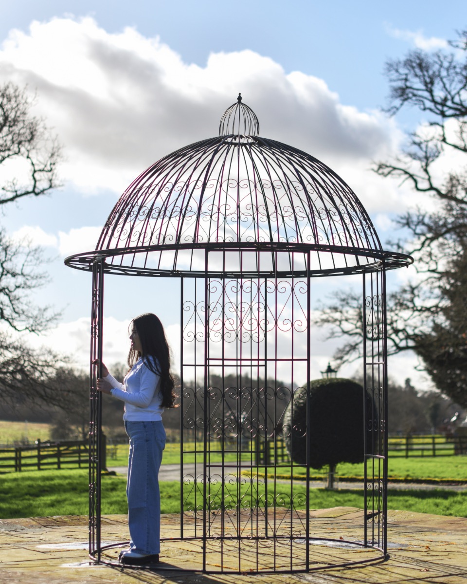Wrought Iron Deluxe "Aurelia" Black Powder Coated Garden Gazebo