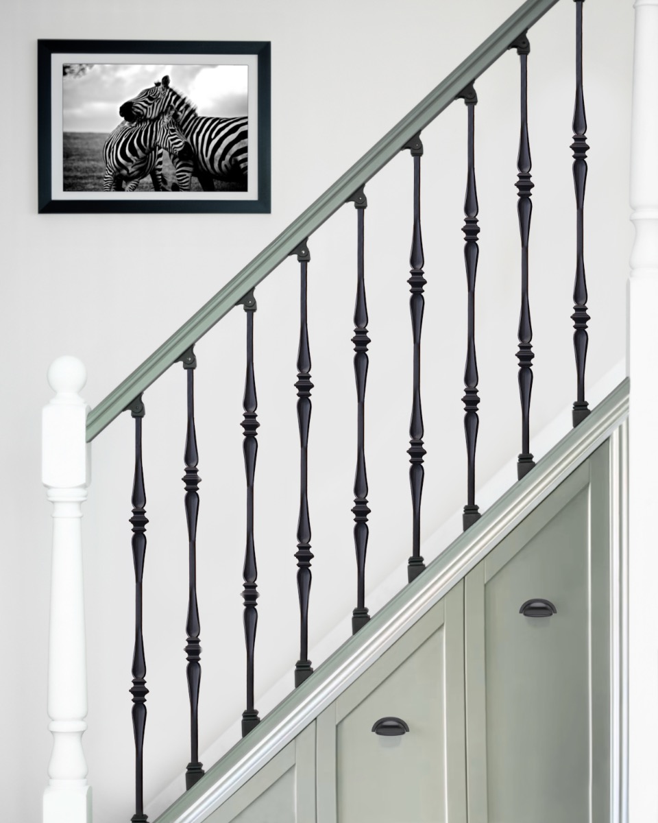 Steel 'Kaylow' Double Notch Stair Spindle in Matte Black - Brackets Include…