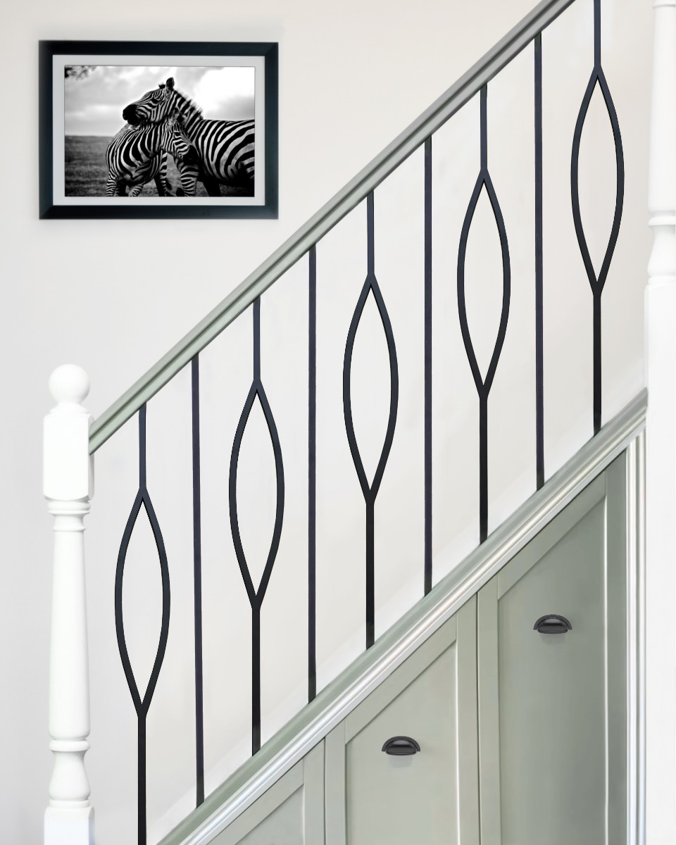 Set of 2 Steel 'Needham' & 'Petrina' Stair Spindles In Matte Black - Spindl…