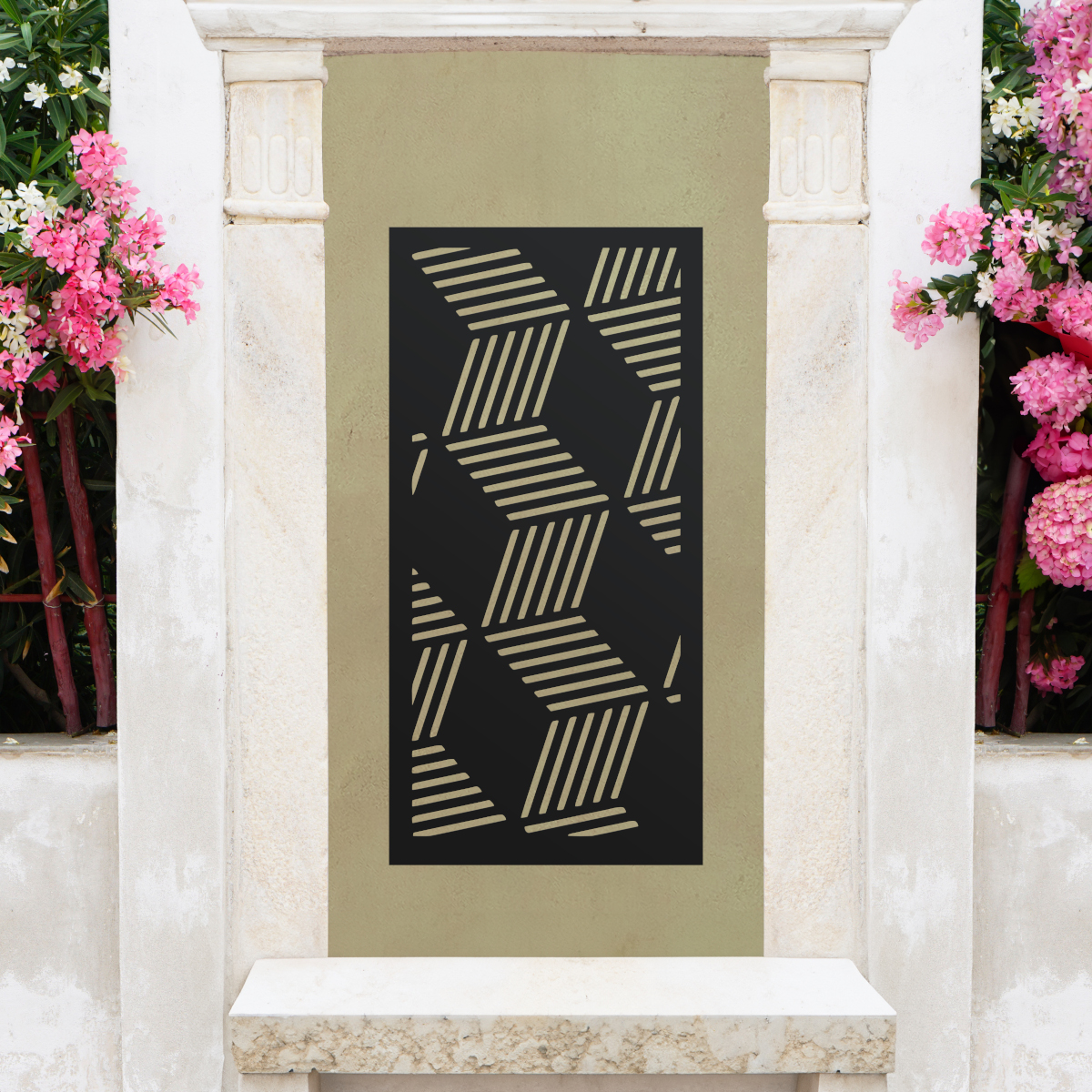 3D Geometric Square Pattern Garden Wall Screen - Black