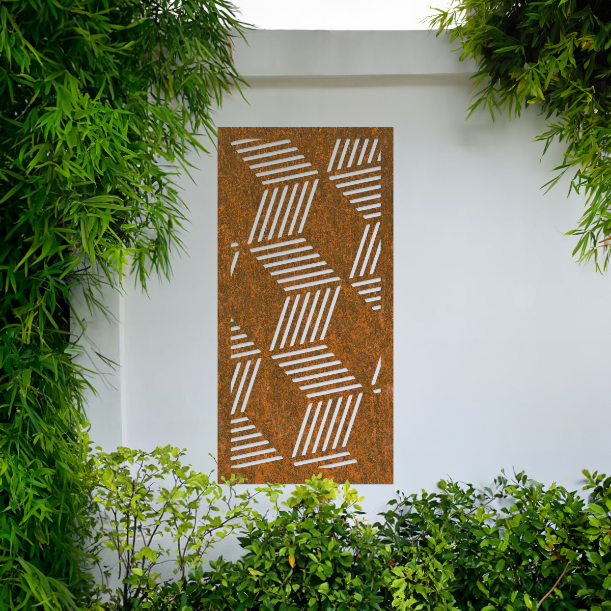 3D Geometric Square Pattern Garden Wall Screen - Rustic