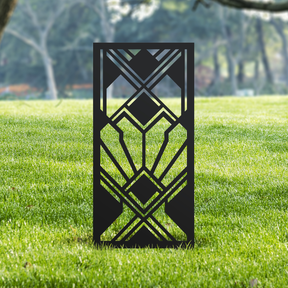 Black Art Deco Garden Screen