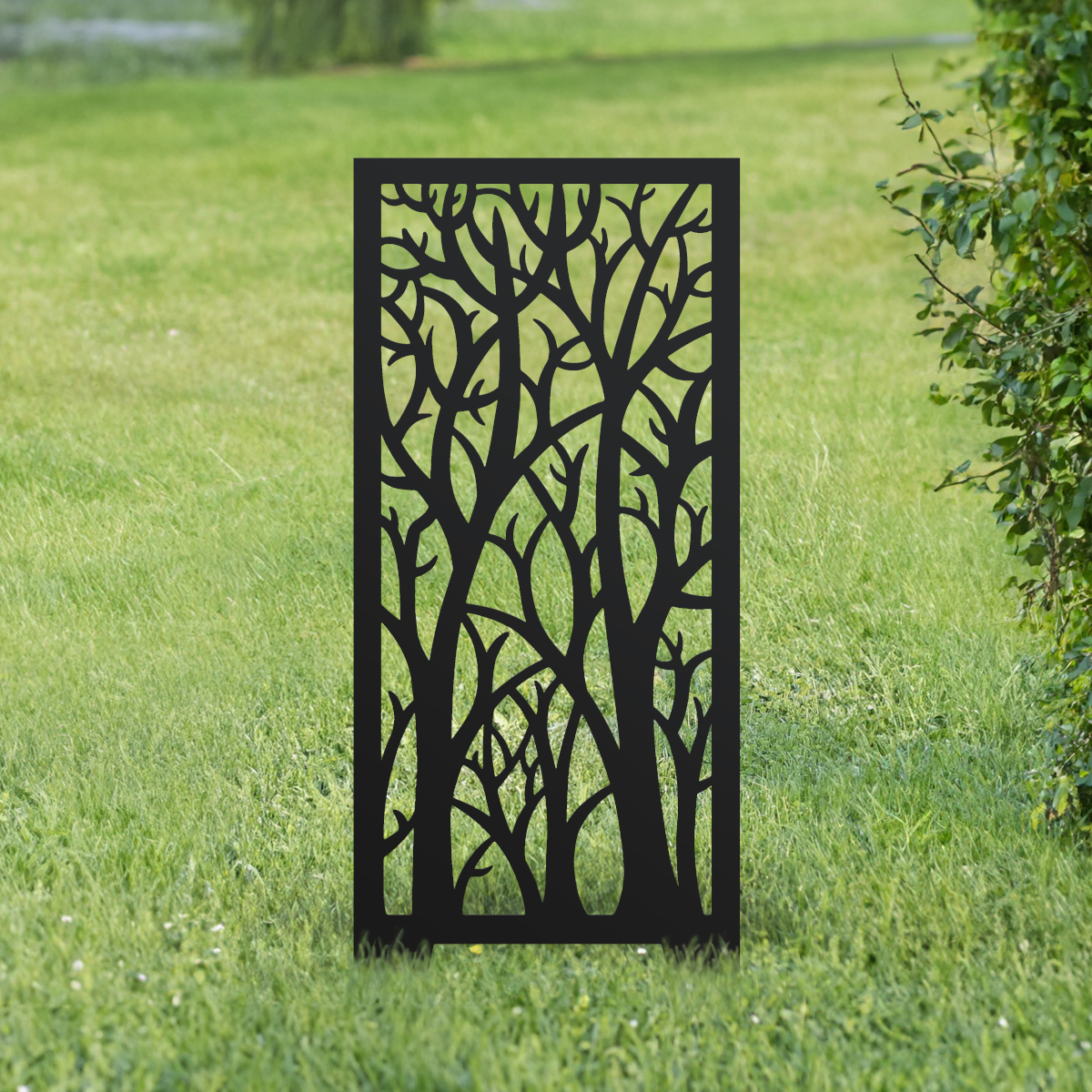 Black Autumnal Trees Garden Screen
