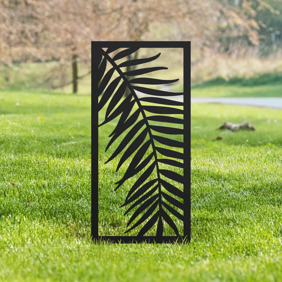Black Palm Leaf Garden Screen