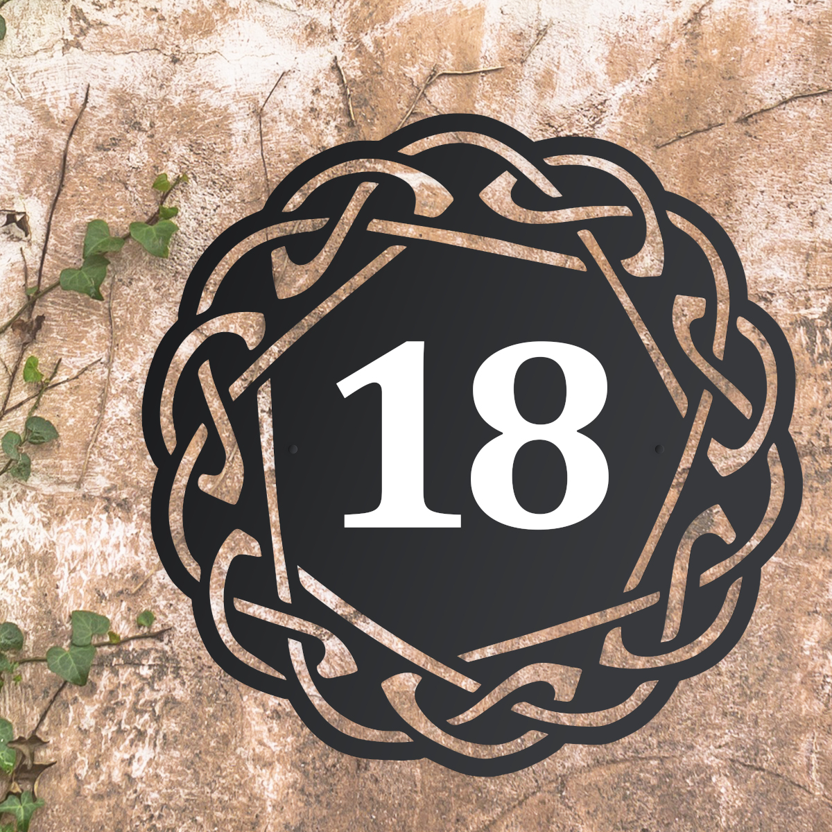 Circular Celtic Iron House Number Sign