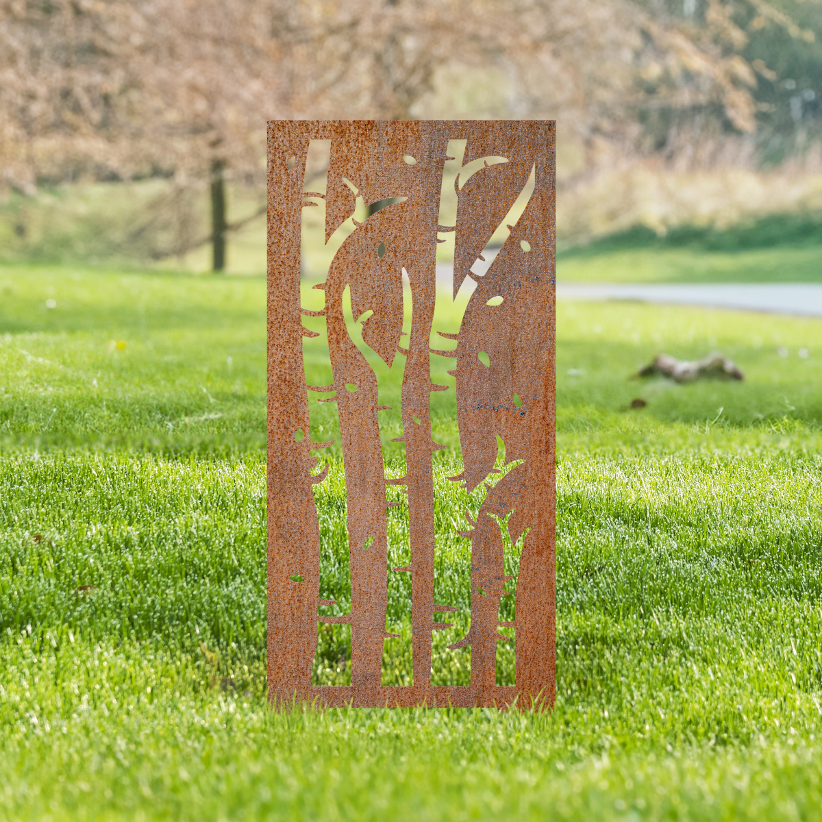 Rustic Birch Tree Garden Screen