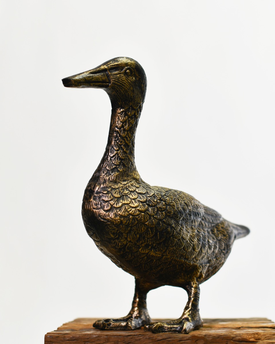 Rustic Black & Gold Standing Duck