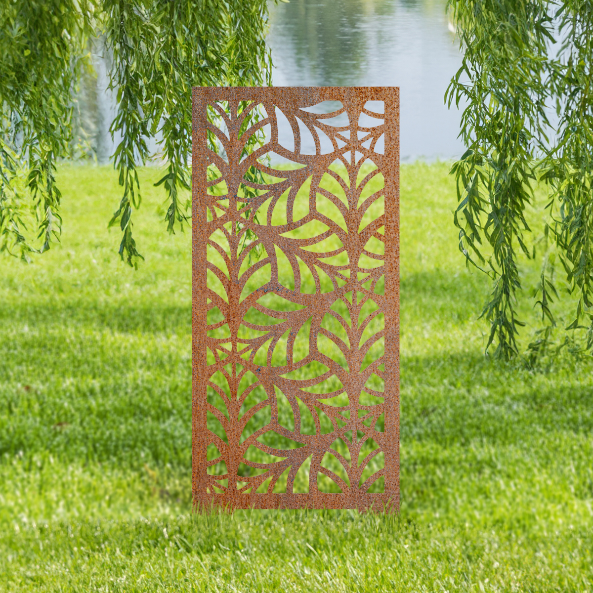 Rustic Contemporary Leaf Garden Screen