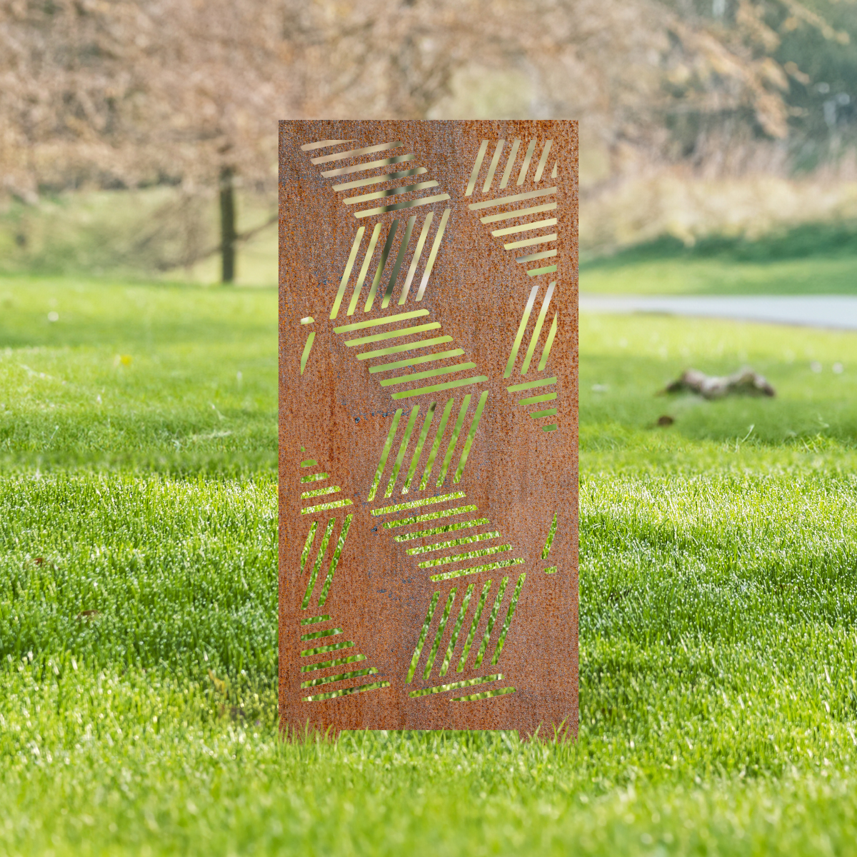 Rustic Geometric 3D Square Pattern Garden Screen