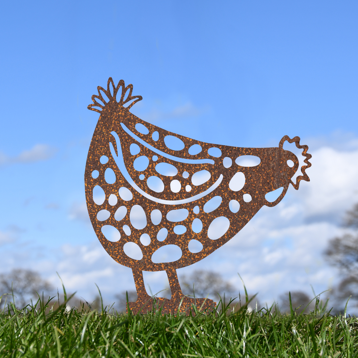 Rustic Pecking Hen Silhouette