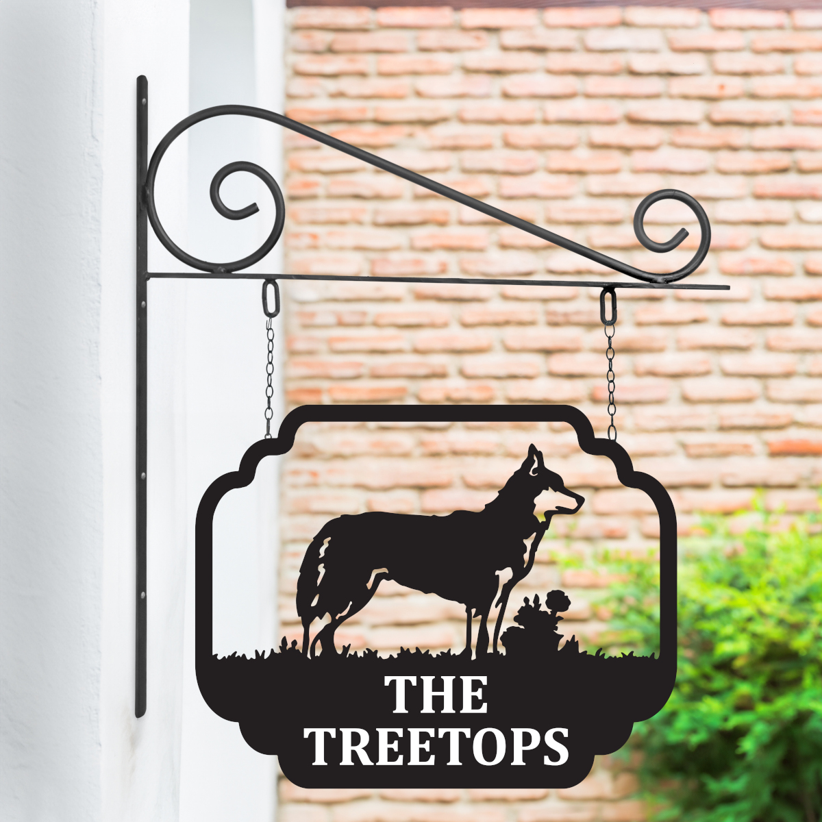 Steel Husky Hanging House Name Sign