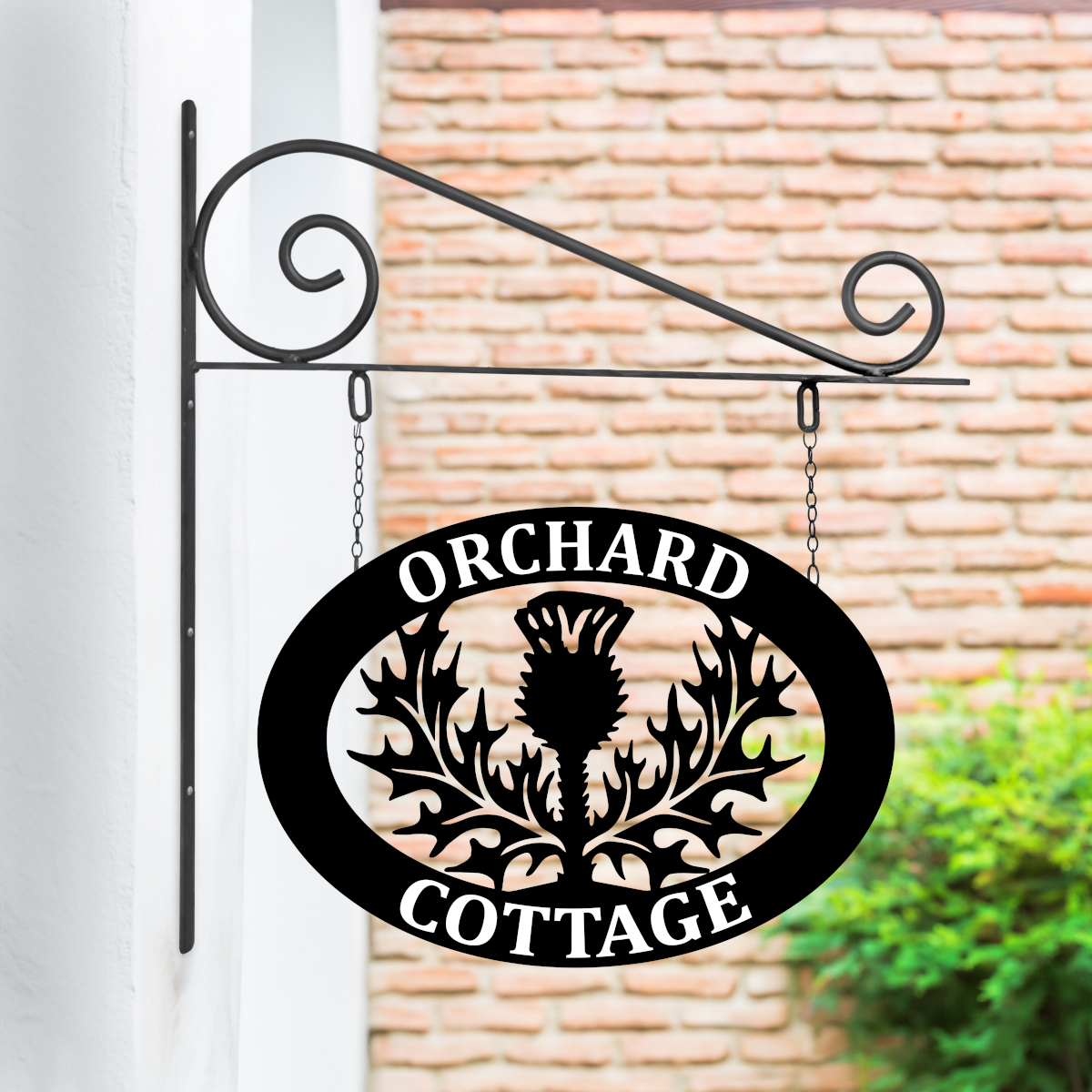 Steel Thistle Hanging House Name Sig…