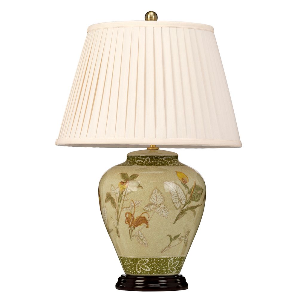 Aged Brass And Cream 'Fiore' Leaf Design Table Lamp