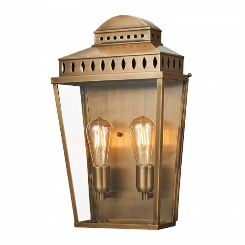 Aged Brass Georgian Flush Twin Bulb Wall Light