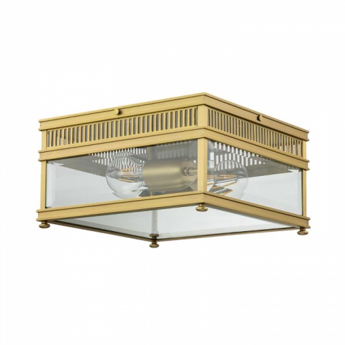 Aged Brass Square Flush Ceiling Light-30cm