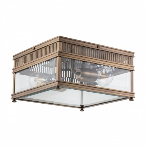 Aged Bronze Square Flush Ceiling Light-30cm