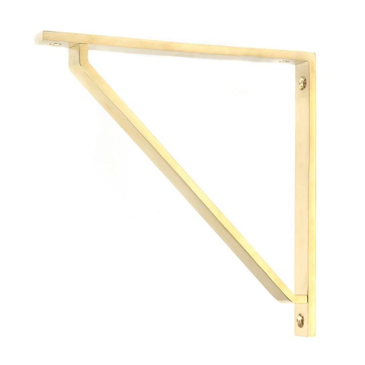 'Barnaby' Modern Polished Brass Shelf Bracket - 20cm x 20cm