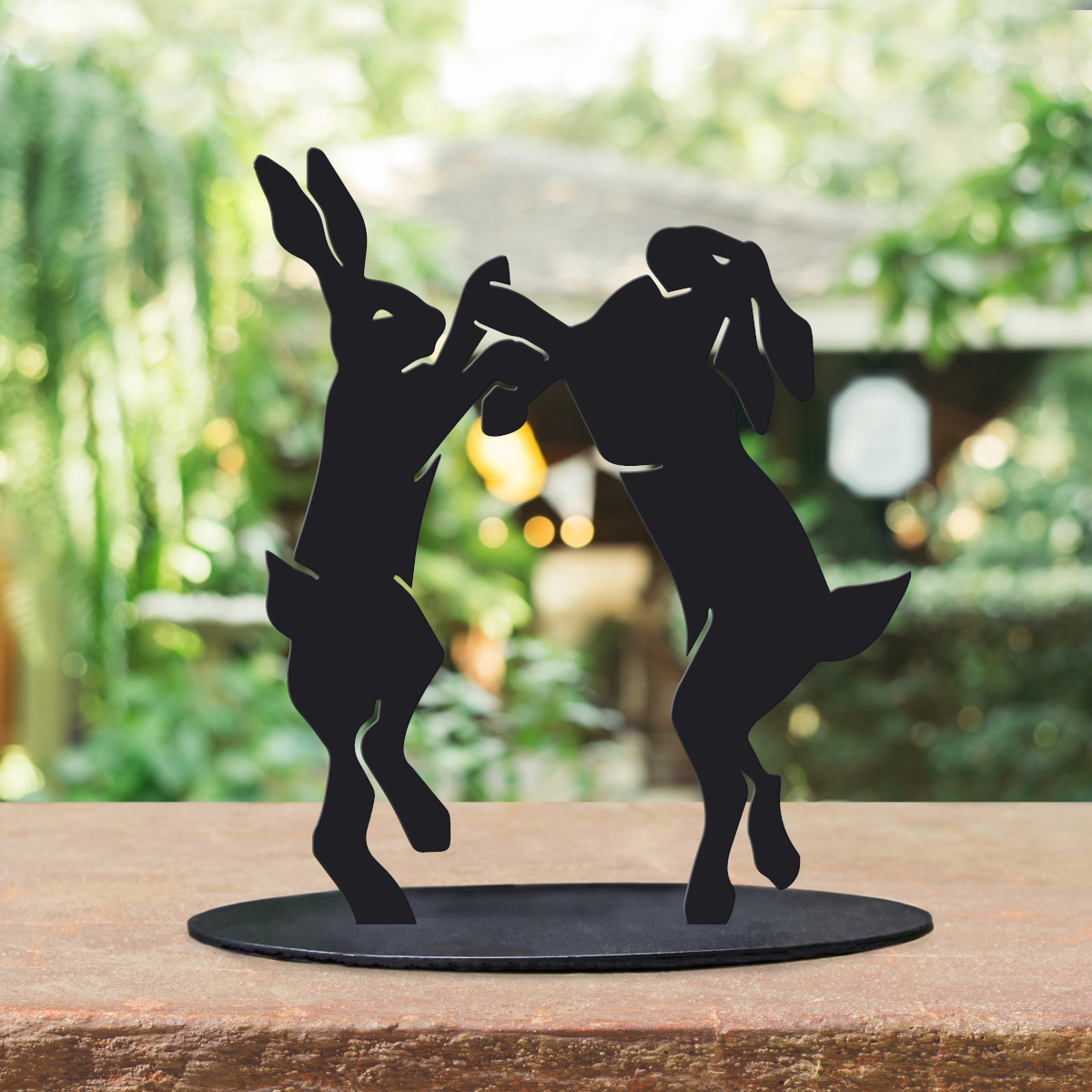 Black Boxing Hares Silhouette Ornament