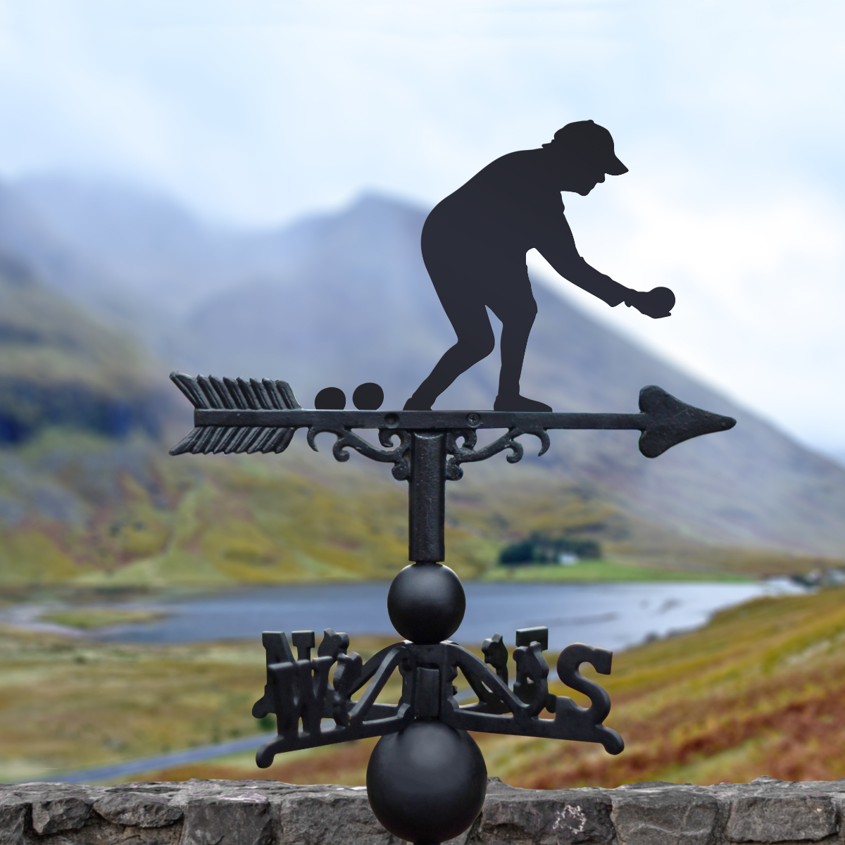 Cast Iron & Steel Crown Bowler Weathervane