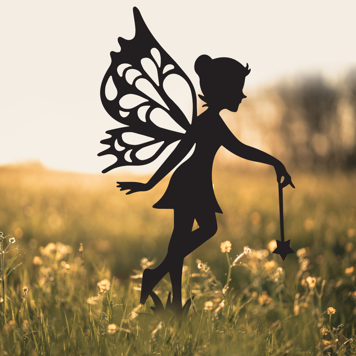 Black Fairy With Wand Iron Silhouett…