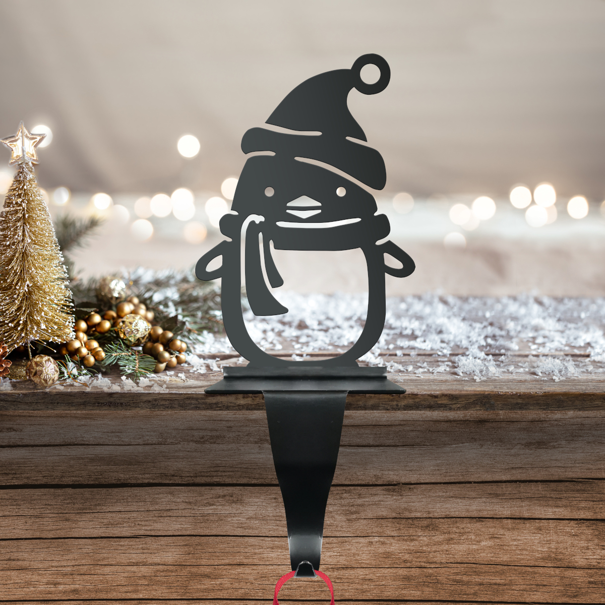 Penguin Wearing Hat And Scarf Stocking Holder