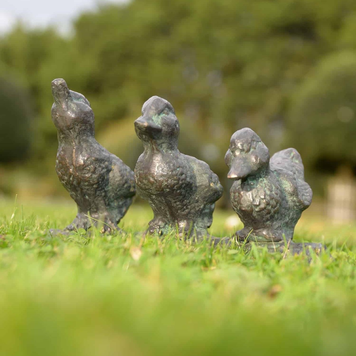 Cast Aluminium Duck Family Garden Sculpture