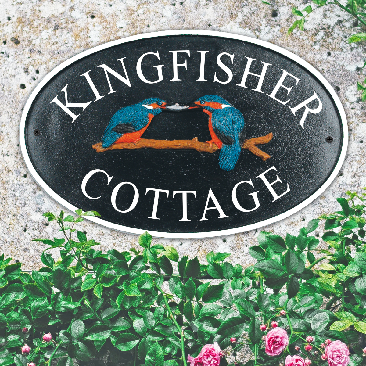 Cast Iron Kingfisher Vinyl House Name Sign