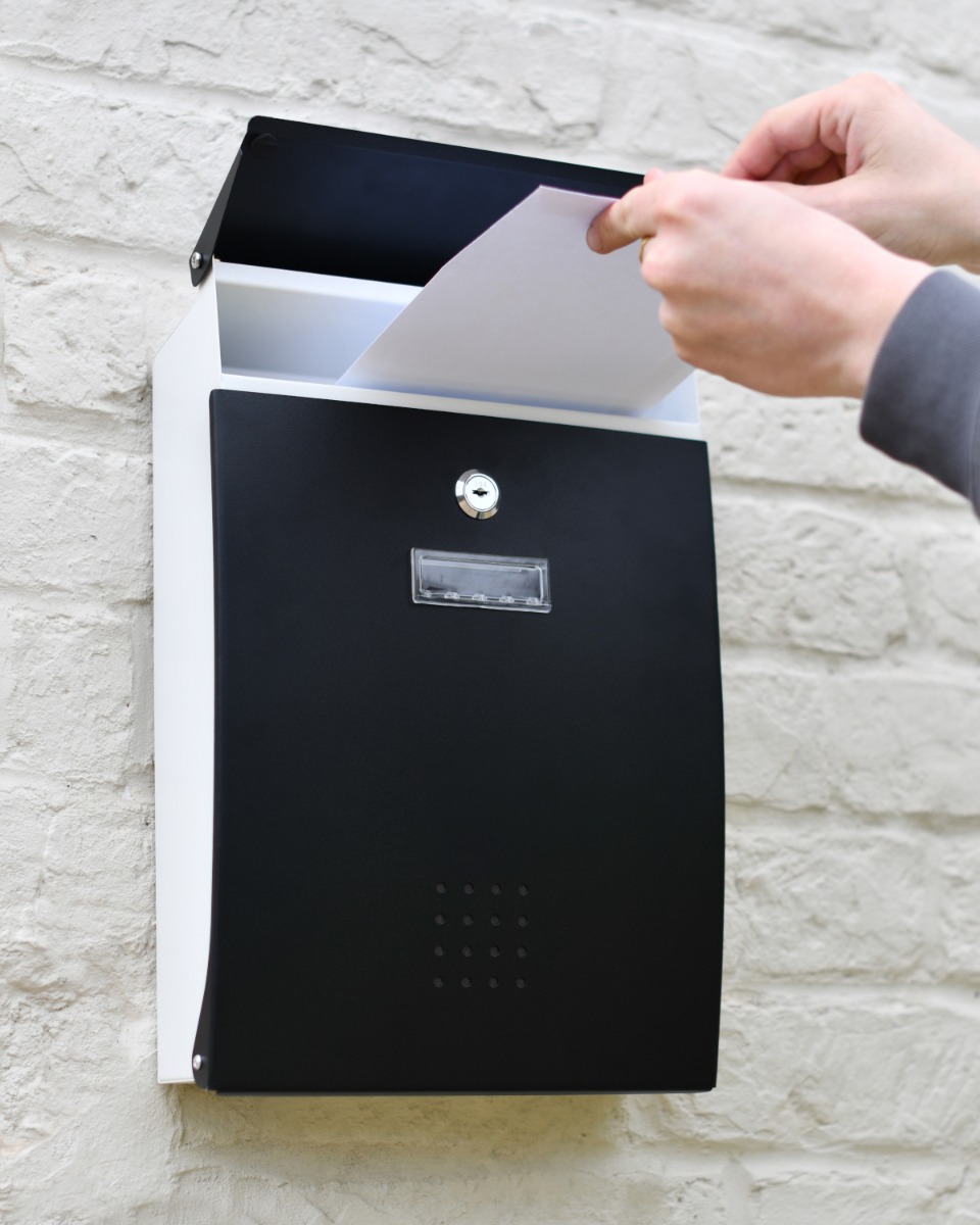 Contemporary Black & White Wall Mounted Post Box