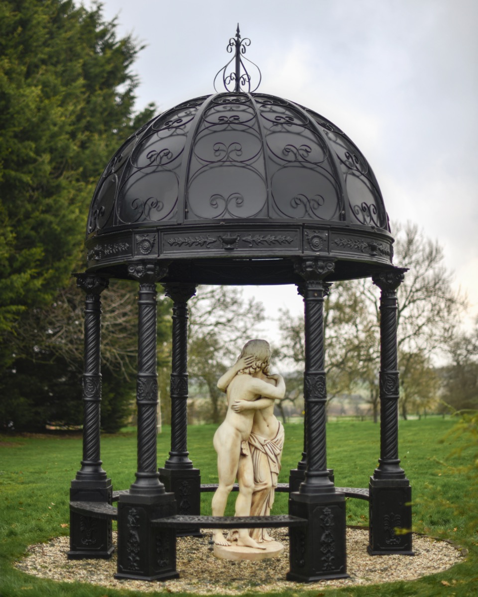 Deluxe Wrought Iron "Amber" Black Powder Coated Gazebo