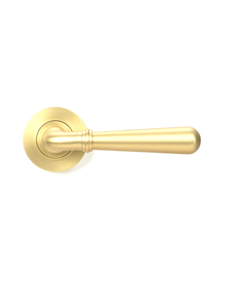 Satin Brass 'Angus' Door Handle On Rose Set