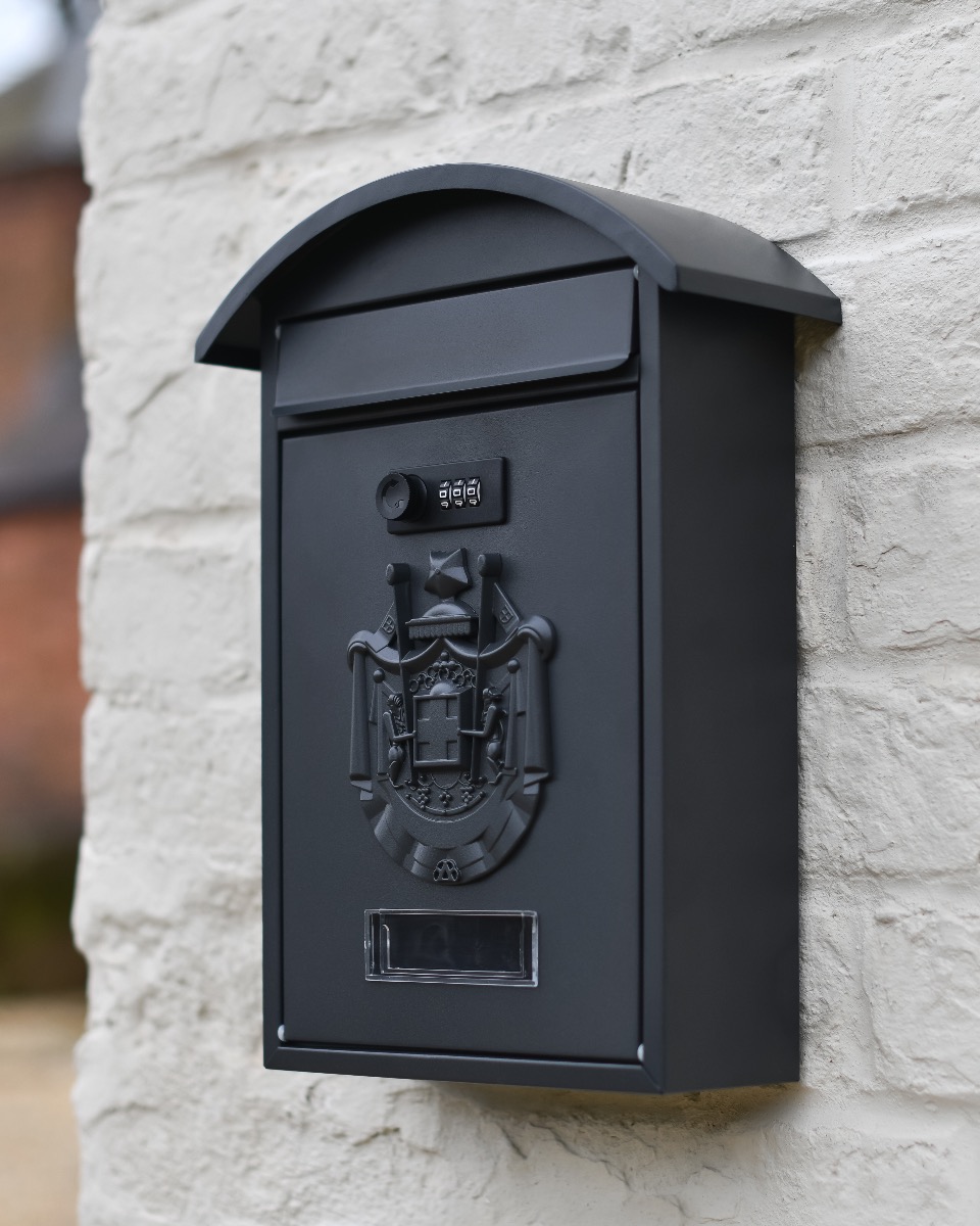 Dawson Lodge Wall Mounted Post Box With Combination Lock - Black