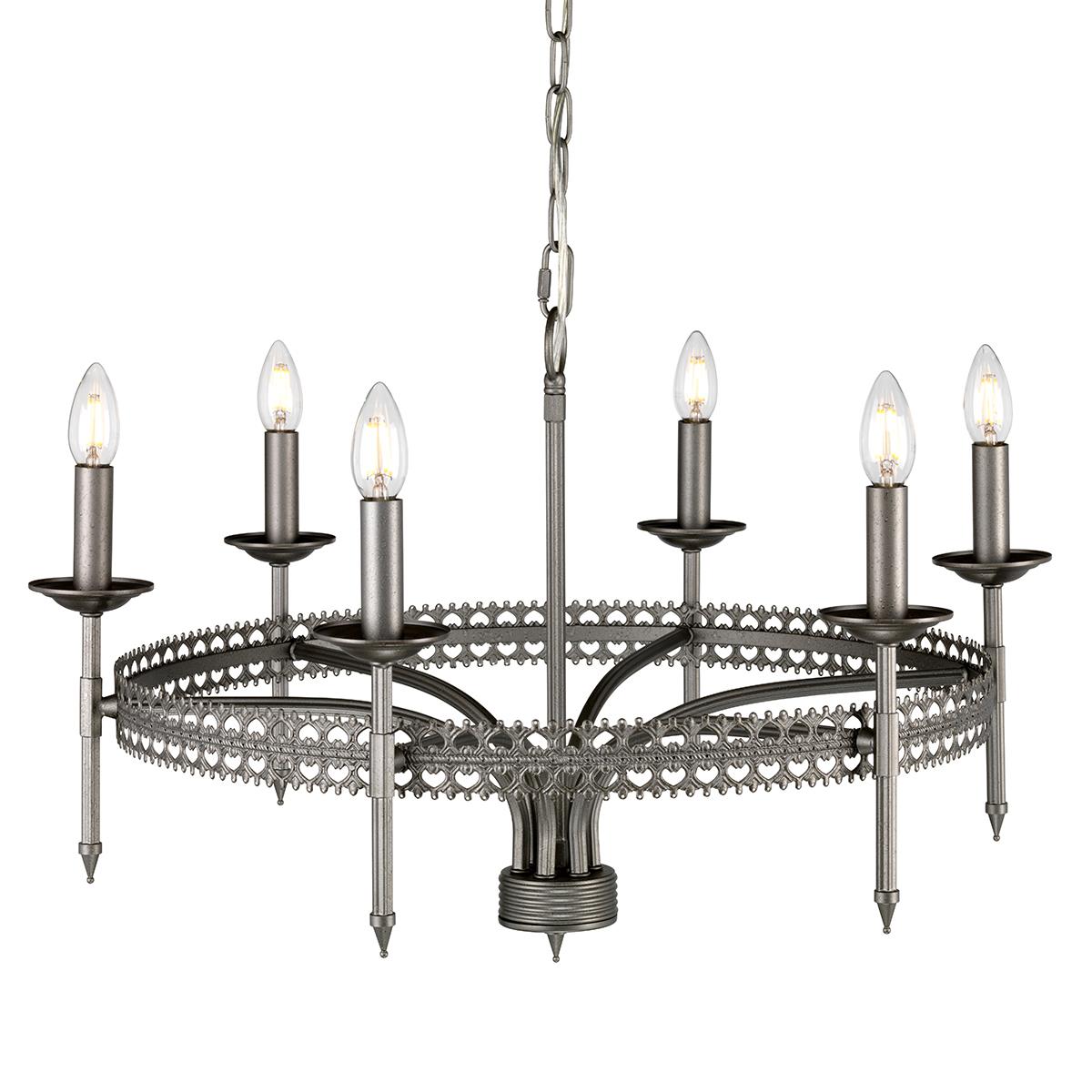 Gothic 'Burleigh' Six Light Chandelier