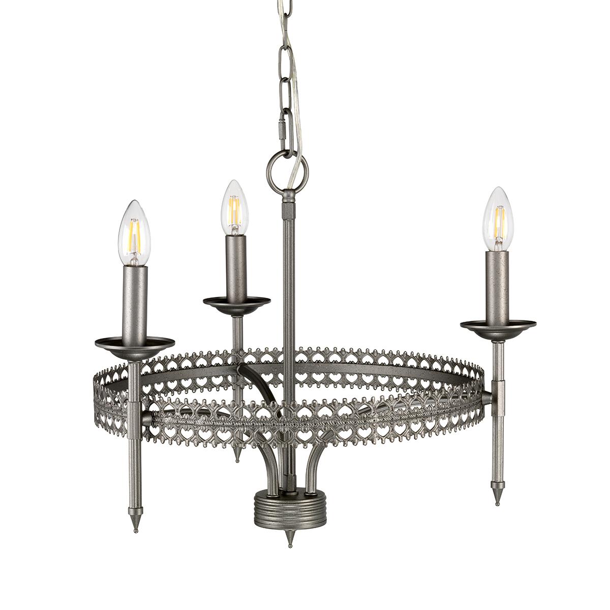 Gothic 'Burleigh' Three Light Chandelier