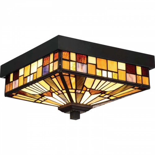 Handcrafted Stained Glass Flush Ceiling Light-26cm