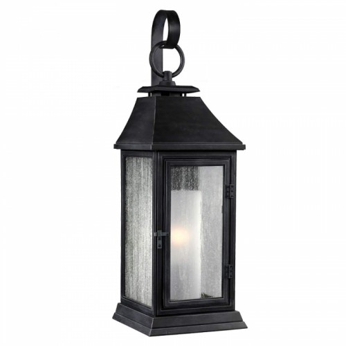 High-Quality Steel & Seeded Glass Wall Lantern-42cm