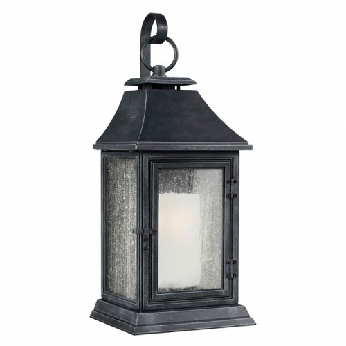 High-Quality Steel & Seeded Glass Wall Lantern-89cm