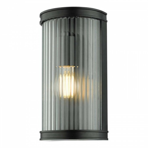 Industrial Matte Black Round Half Wall Lantern