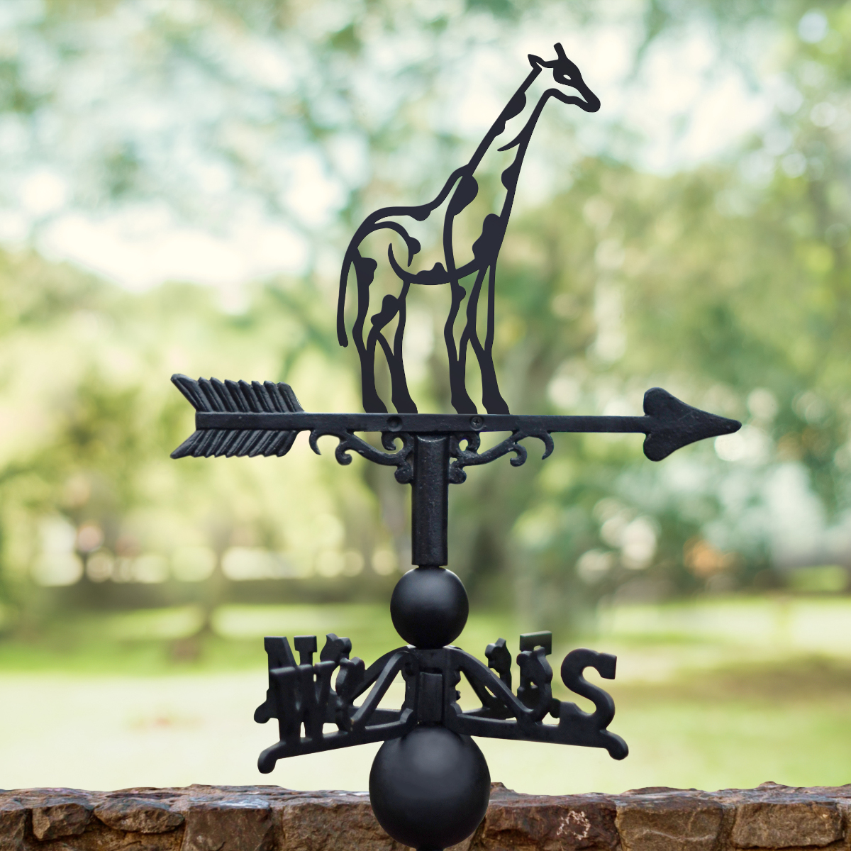 Modern Cast Iron & Steel Giraffe with Spots Weathervane