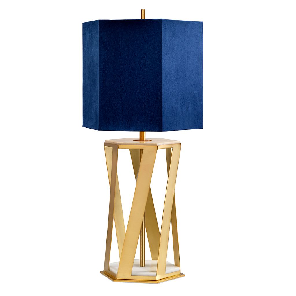 'Ottone' Brushed Brass And Blue Table Lamp