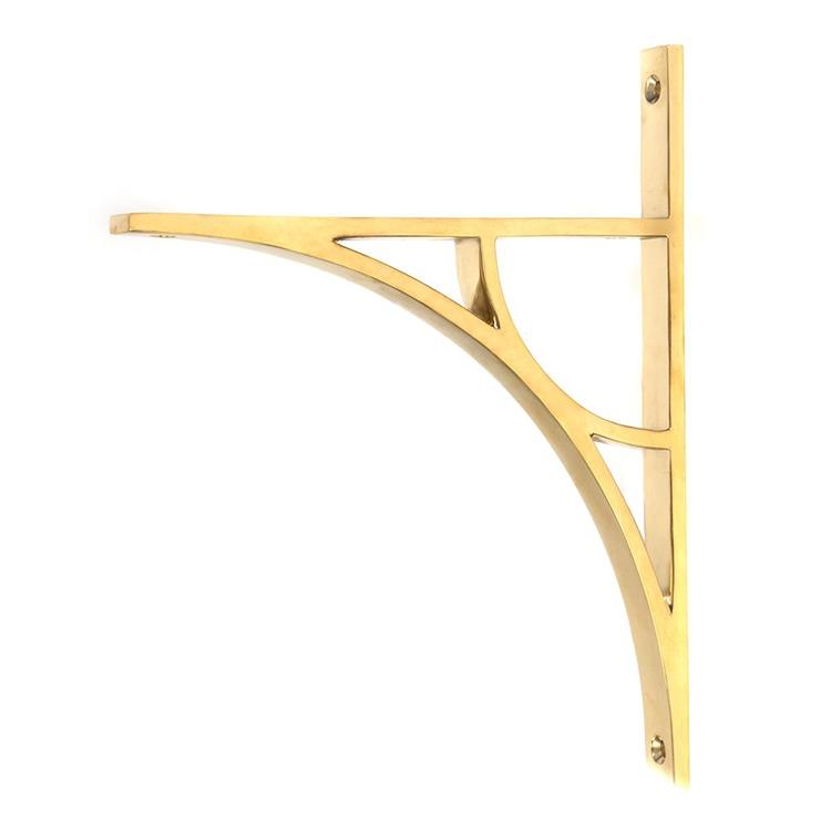 'Digby' Polished Brass Arched Shelf Bracket - 26cm x 20cm