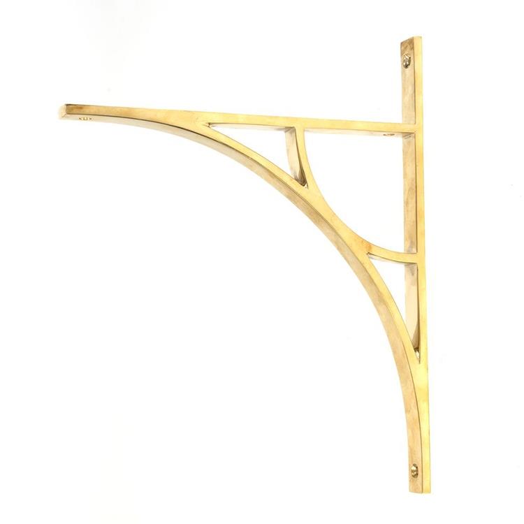 'Leighton' Polished Brass Arched Shelf Bracket - 31cm x 25cm